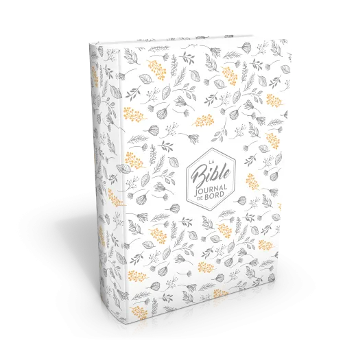 Bible Segond 21 Journal de bord - couverture souple toilée blanc avec motifs dorés