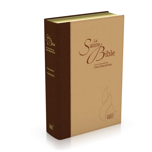 Bible NEG MacArthur - duo marron et beige - souple, toile, tranche or