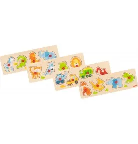 Puzzle animaux sauvages - travaux et zoo - 4 pièces - dès 1 an