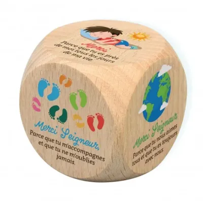 Dé de prière multicolore - enfant - 49mm - français