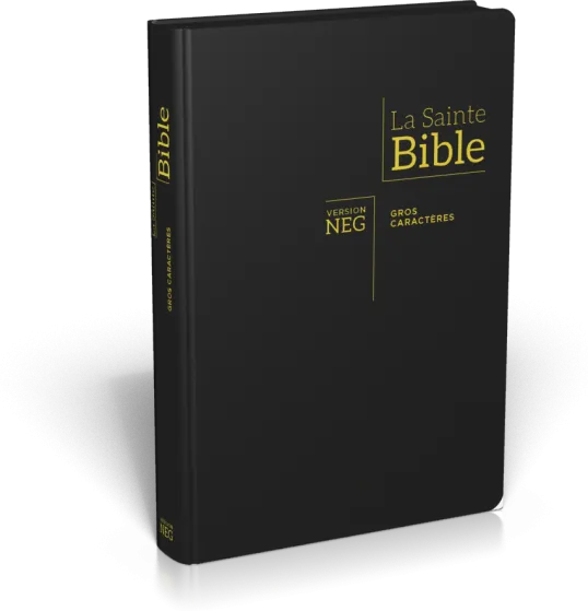 Bible NEG gros caractères - fibrocuir noir ferm. éclair tranche or onglets