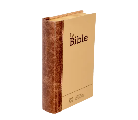 Bible Segond 21 compacte  (Premium style) - Couverture rigide cuir praliné-chocolat - tranches or et