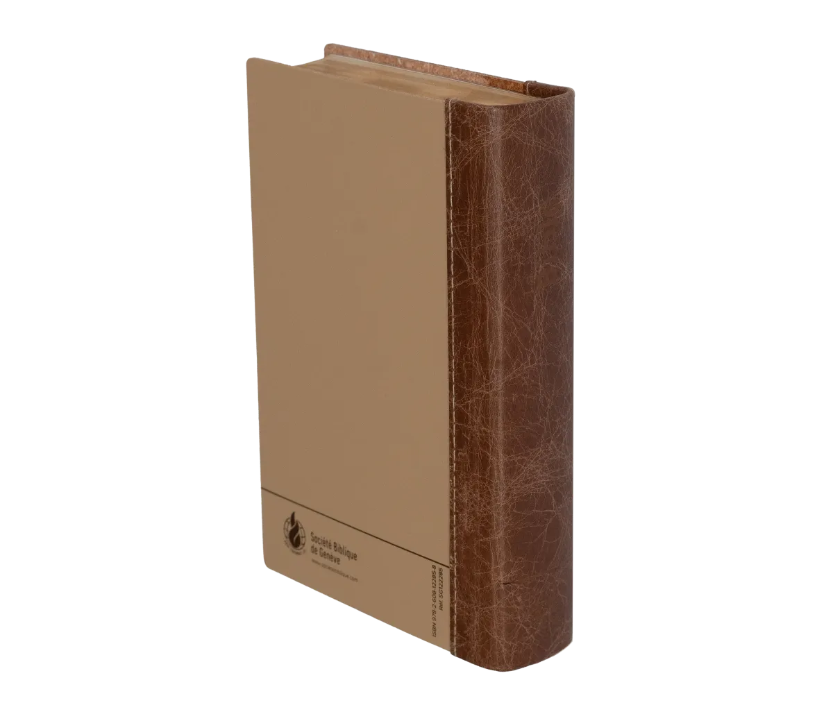 Bible Segond 21 compacte  (Premium style) - Couverture rigide cuir praliné-chocolat - tranches or et