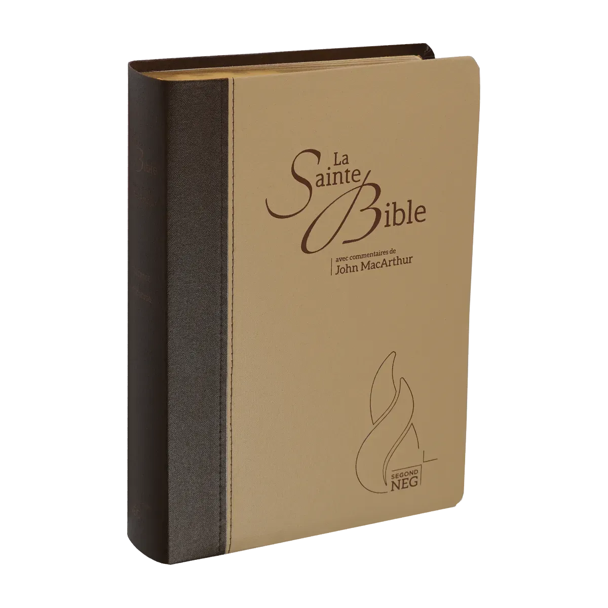 Bible NEG MacArthur - duo marron et beige - souple, toile, tranche or