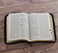 Bible NEG gros caractères - fibrocuir noir ferm. éclair tranche or onglets
