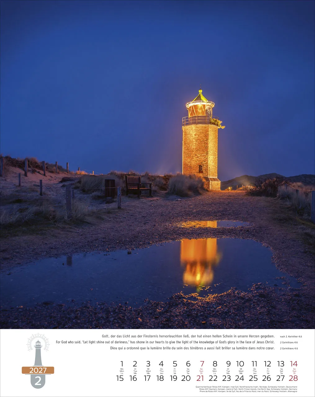 Calendrier Phares - trilingue, poster mural