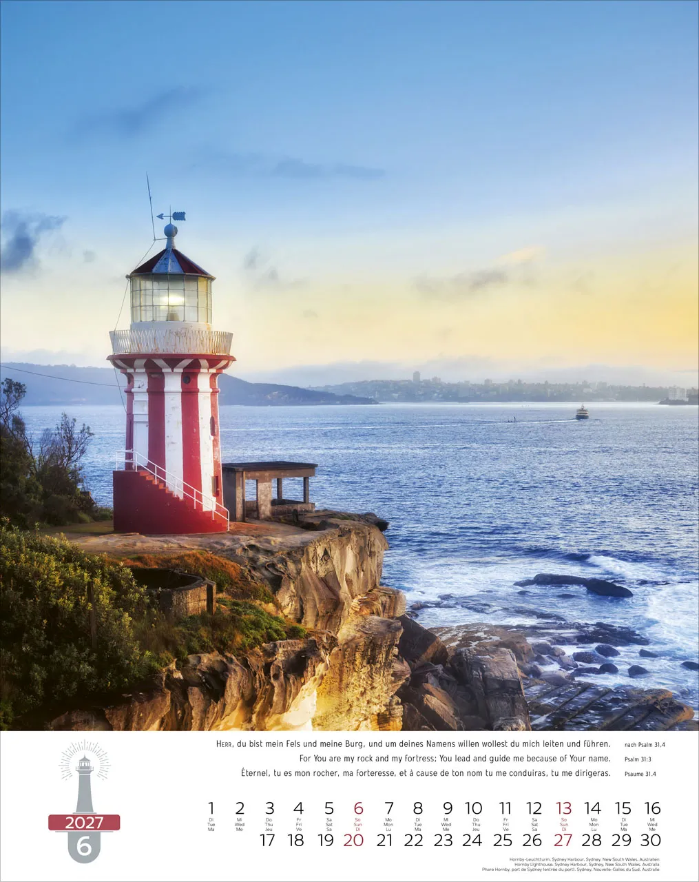 Calendrier Phares - trilingue, poster mural