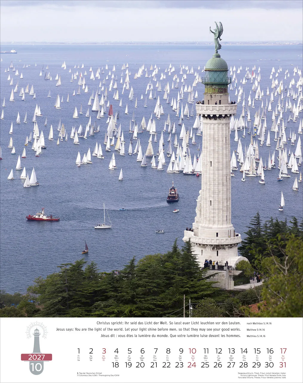Calendrier Phares - trilingue, poster mural