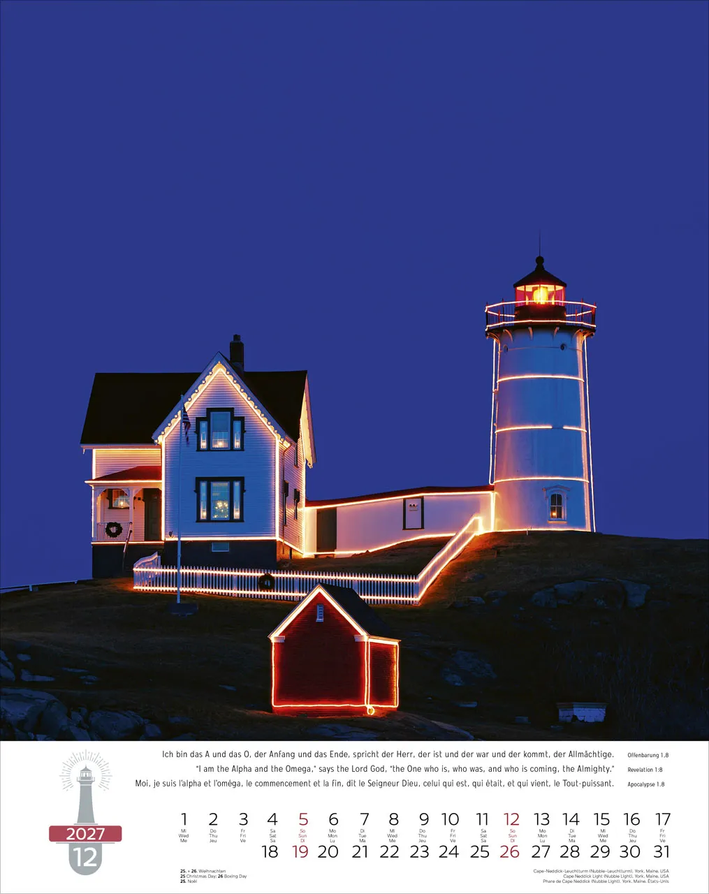 Calendrier Phares - trilingue, poster mural