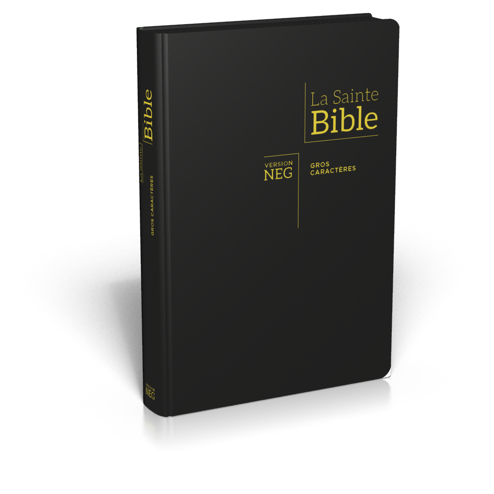 Bible NEG gros caractères - fibrocuir noir ferm. éclair tranche or onglets