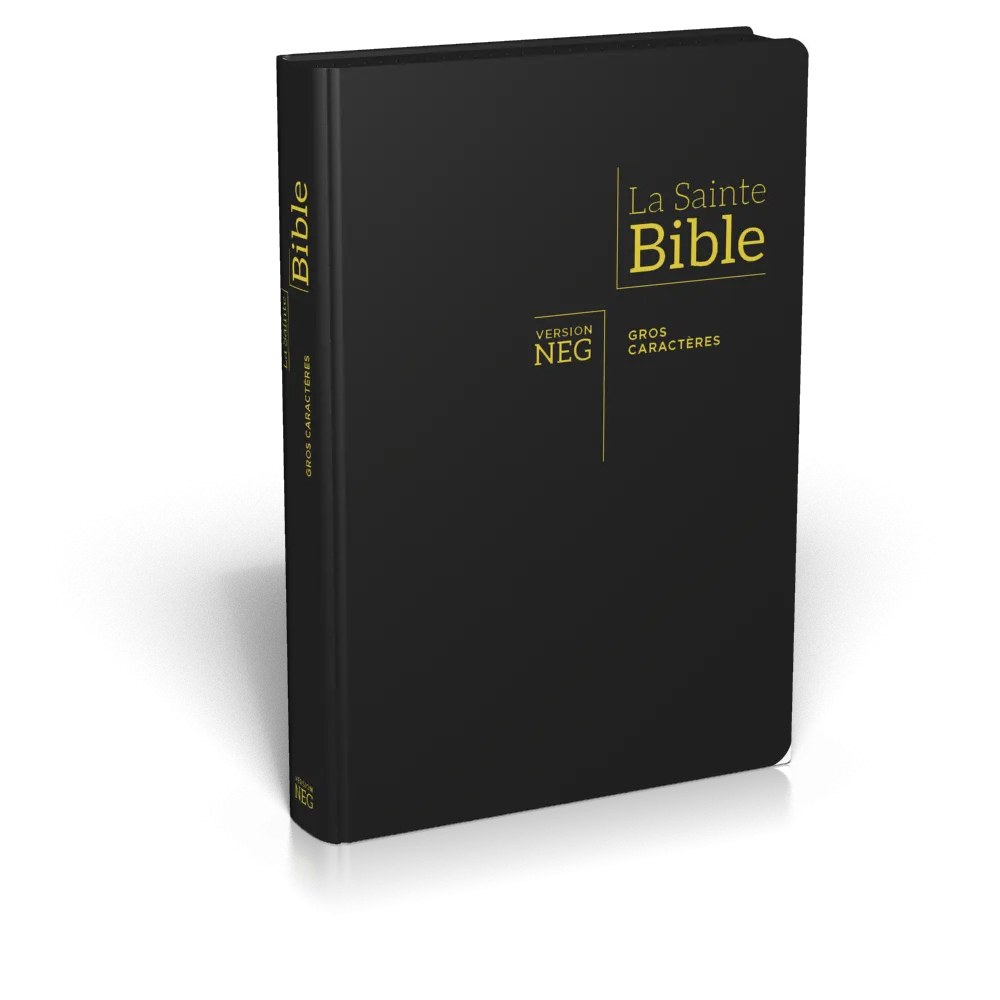Bible NEG gros caractères - fibrocuir noir ferm. éclair tranche or onglets