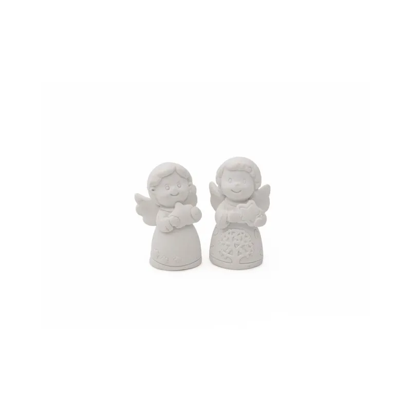 Duo d'anges - Résine blanche peignable - 50 mm