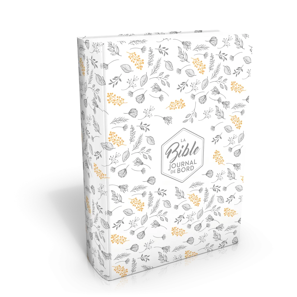 Bible Segond 21 Journal de bord - couverture souple Vivella blanc avec motifs dorés