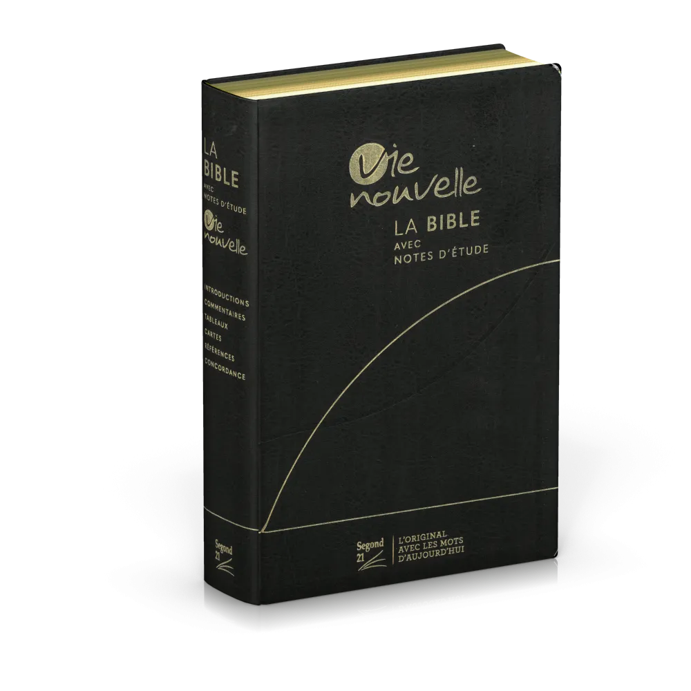 Bible Segond 21 Vie Nouvelle - souple - fibrocuir noir - tranches or avec boitier
