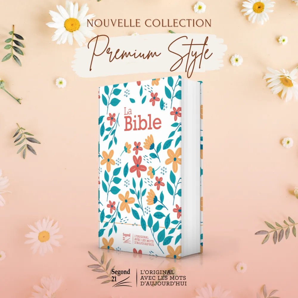 Bible Segond 21 compacte (premium style) - couverture rigide toilée matelassée motif fleuris