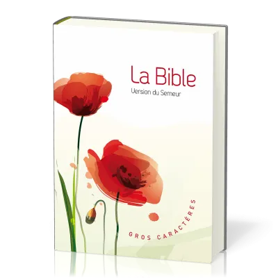 Bible du semeur, gros caractères, semi-souple, textile coquelicots